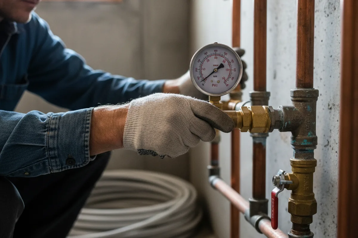 Pressure testing a repaired line during Water Line Repair in Alleyton